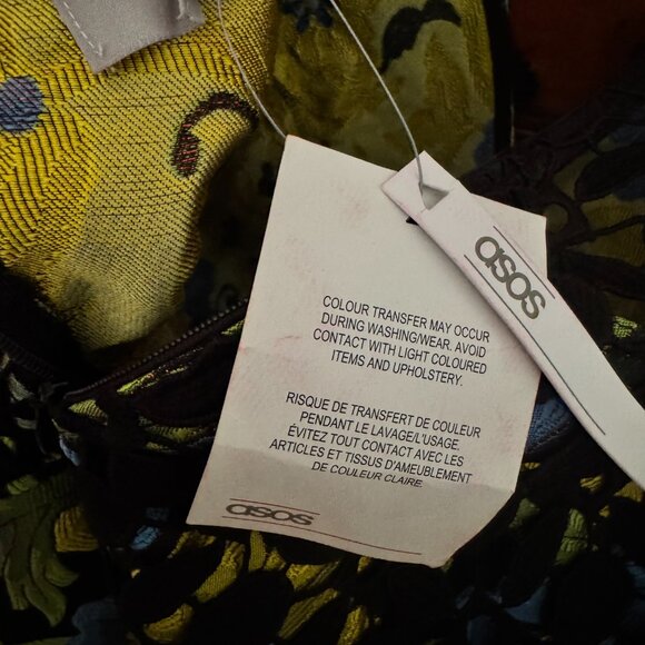 ASOS PREMIUM Lace Top Jacquard Mini Skater Dress - Multi / US 14 - Picture 4 of 9